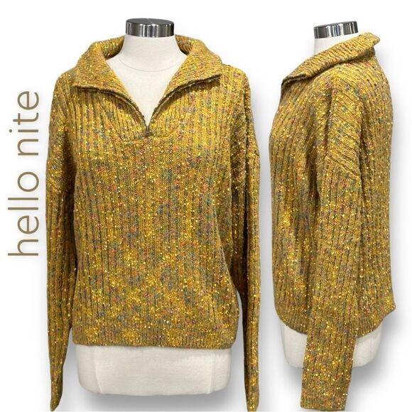 REVOLVE- HELLO NITE Women’s Johnny Collar Quarter Zipper Sweater in Size Large - Picture 1 of 13